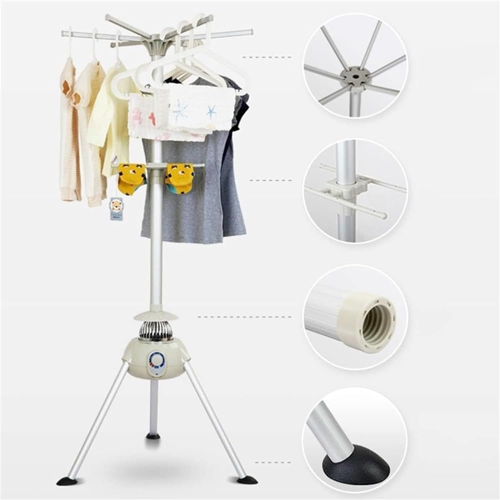 65℃/900W Round Heated Clothes Airer Lectric Heated Dryer 360° Three-Dimensional Warm Air Drying Clothes for Clothing, Shoes, Socks, Bed Linen, Towels