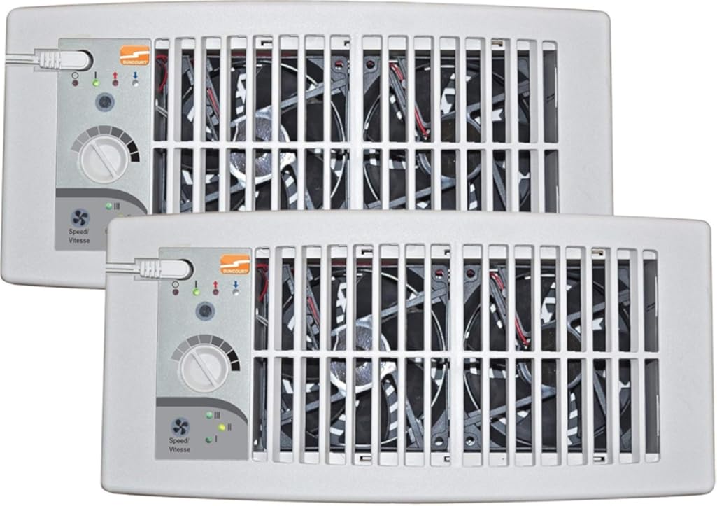 Suncourt Flush Fit Register Air Booster Fan HC500-W- White - (2 Pack)