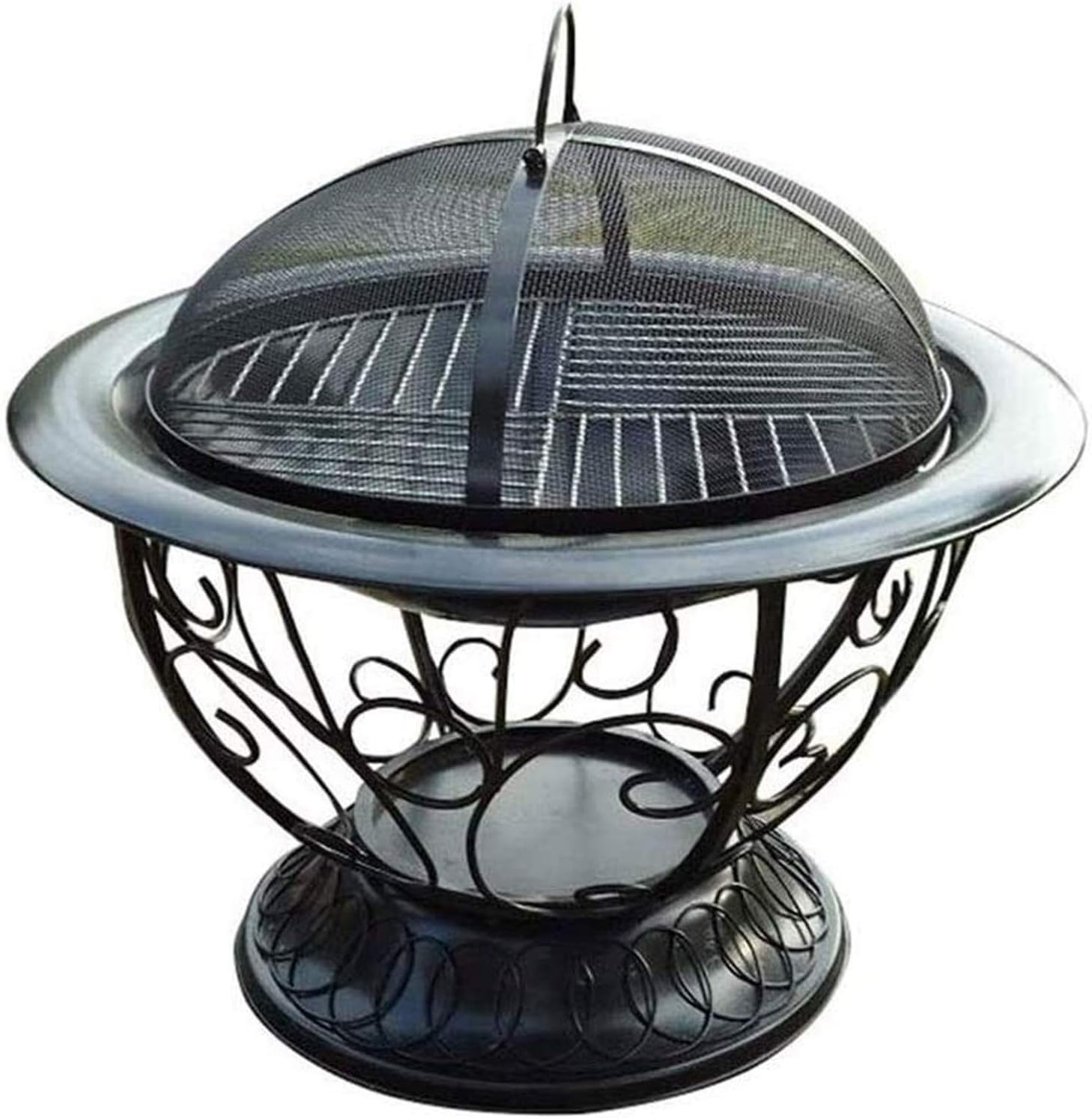 Fire Pits Outdoor Wood Burning Home Durable Round Steel Wood Burning Outdoor Patio Fire Pit with Spark Screen Guard