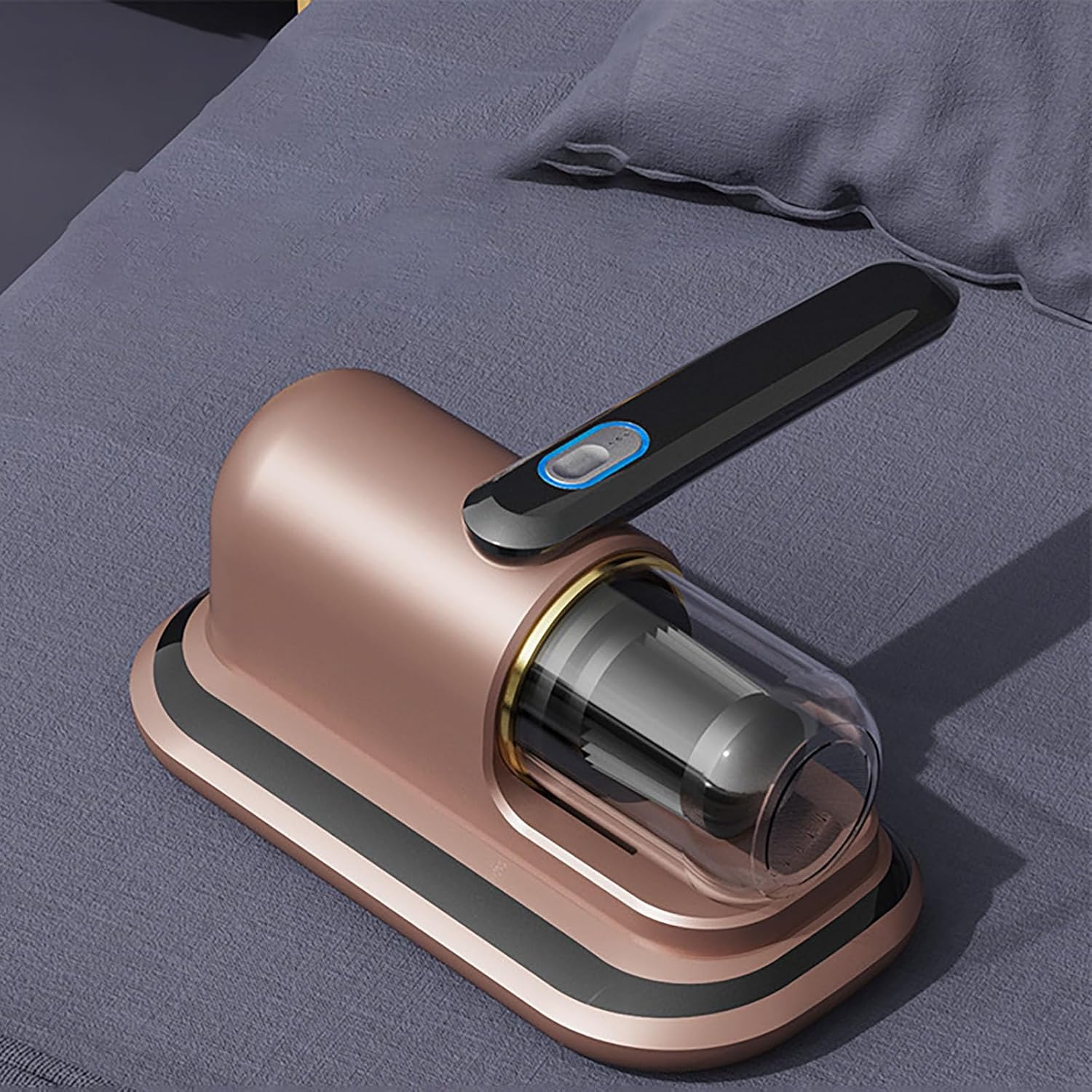 Handheld UV Mattress Vacuum Cleaner, High-Frequency Deep Cleaning Dust Remover with 10Kpa Suction, Cordless, Low Noise, Vibrates 8,000 Times/Minute for Pillows, Sofas, Brown