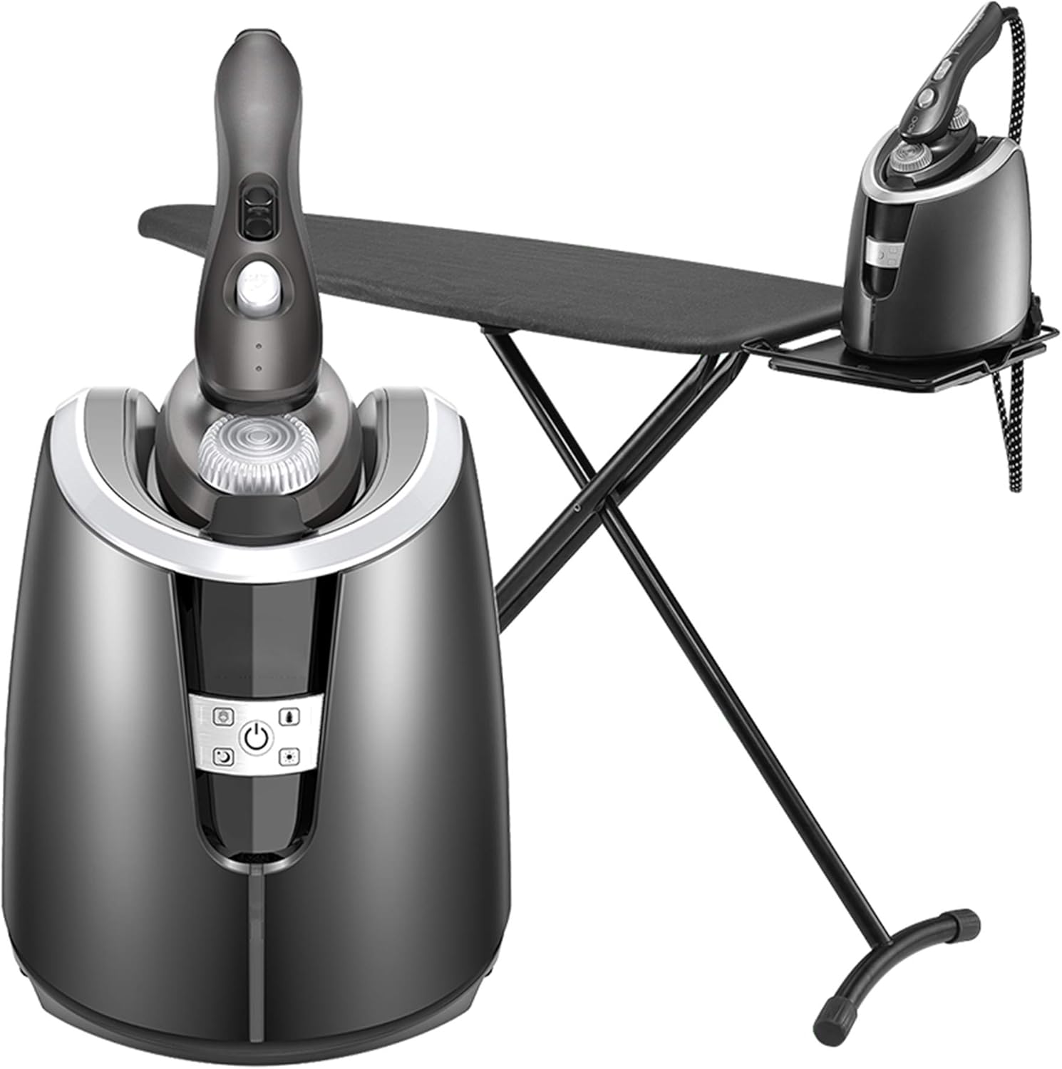 Full Size Vertical Garment Steamer for Clothes Pants Professional 1800W Small Handheld Iron One-Handed Operation Built-in Ironing Board for Household Clothing Shop