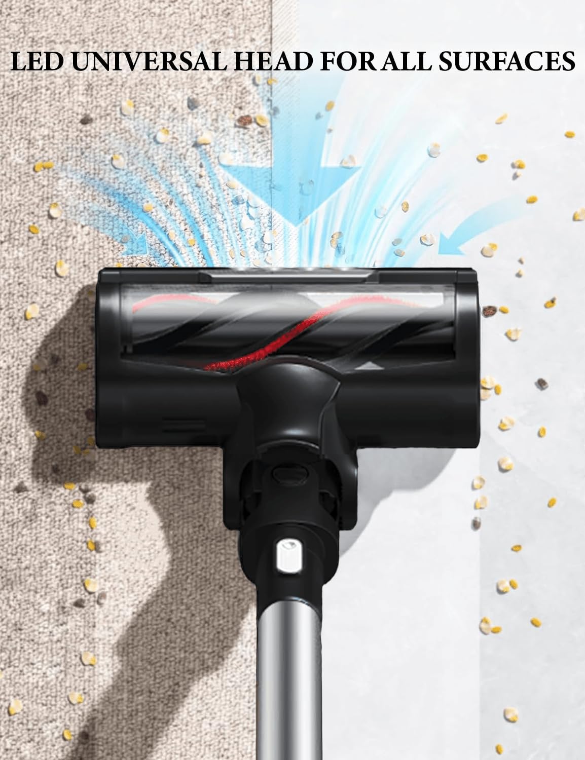 V12 Cordless Vacuum Cleaner, 400W 65Mins Cordless Stick Vacuum Powerful Suction, LED Touch Display, Rechargeable Wireless Handheld Lightweight Vacuum for Home, Hard Floors, Carpet, Car, Pet Hair