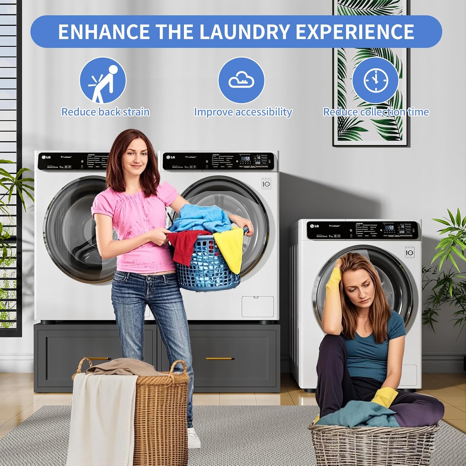 2 Pack Metal Washer and Dryer Pedestals, 28