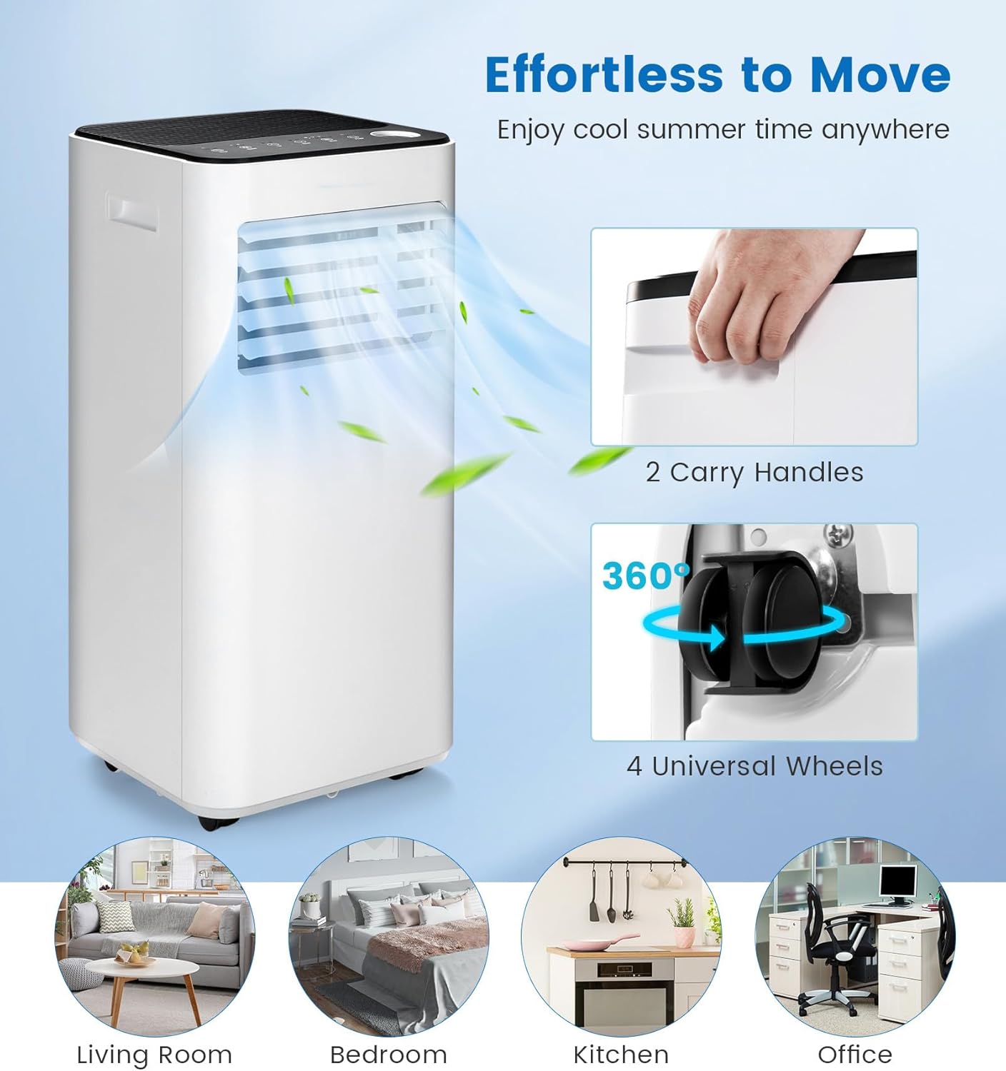 Portable Air Conditioners, SIMOE 10000 BTU Portable AC Unit with Dehumidifier & Fan Mode, 3-in-1 Air Conditioner Portable with Remote, Rooms up to 350 sq.ft, 24Hrs Timer, for Home Office Garage