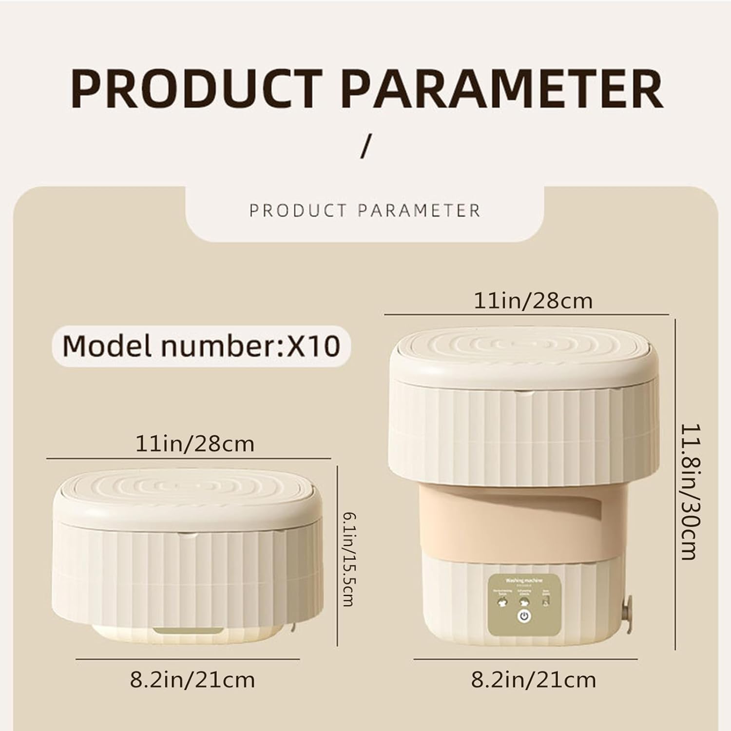 Portable Washing Machine, Mini Washer with 3 Modes And Spin Basket, 9L Large Capacity Laundry Washer Deep Cleaning for Underwear,Baby Clothes, Foldable Washing Machine for Apartments,Camping,Travel