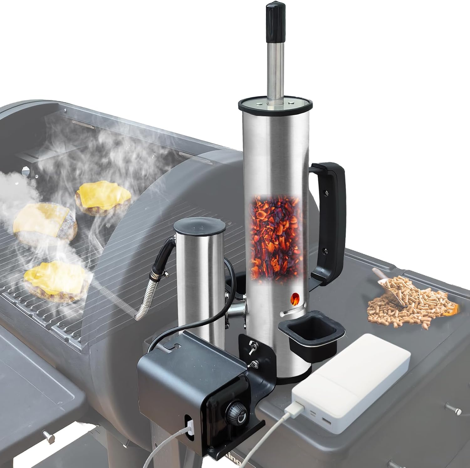 Cold Smoke Generator for BBQ Grills & Smokers – Boost Smoke Output & Flavor, Heavy-Duty Stainless Steel Cold Smoker Attachment for Meat, Cheese, Salmon，Fish, Bacon,Fits Traeger, Pit Boss,Weber Ect.