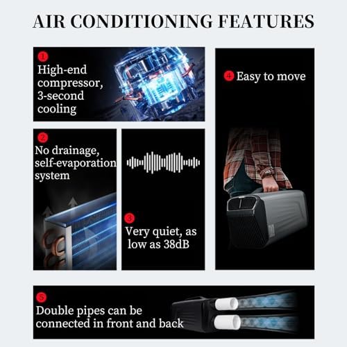 Portable Air Conditioners for Room & Outdoor, with Remote,Low Noise 38dB,Handle Design, Perfect for Tent, Garage A2 cold and warm