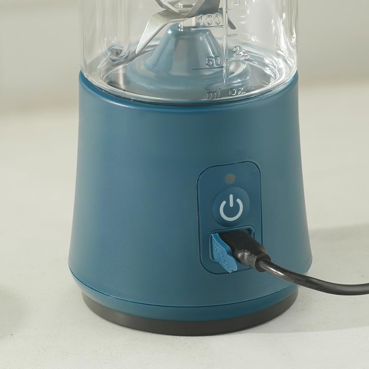 Portable Rechargeable Blender with 6-Prong Blade, 16oz BPA-Free Jar, 20+ Blends per Charge – Perfect for Smoothies, Frozen Drinks, and More – On-the-Go Convenience with Extra Lid & Safety Lock
