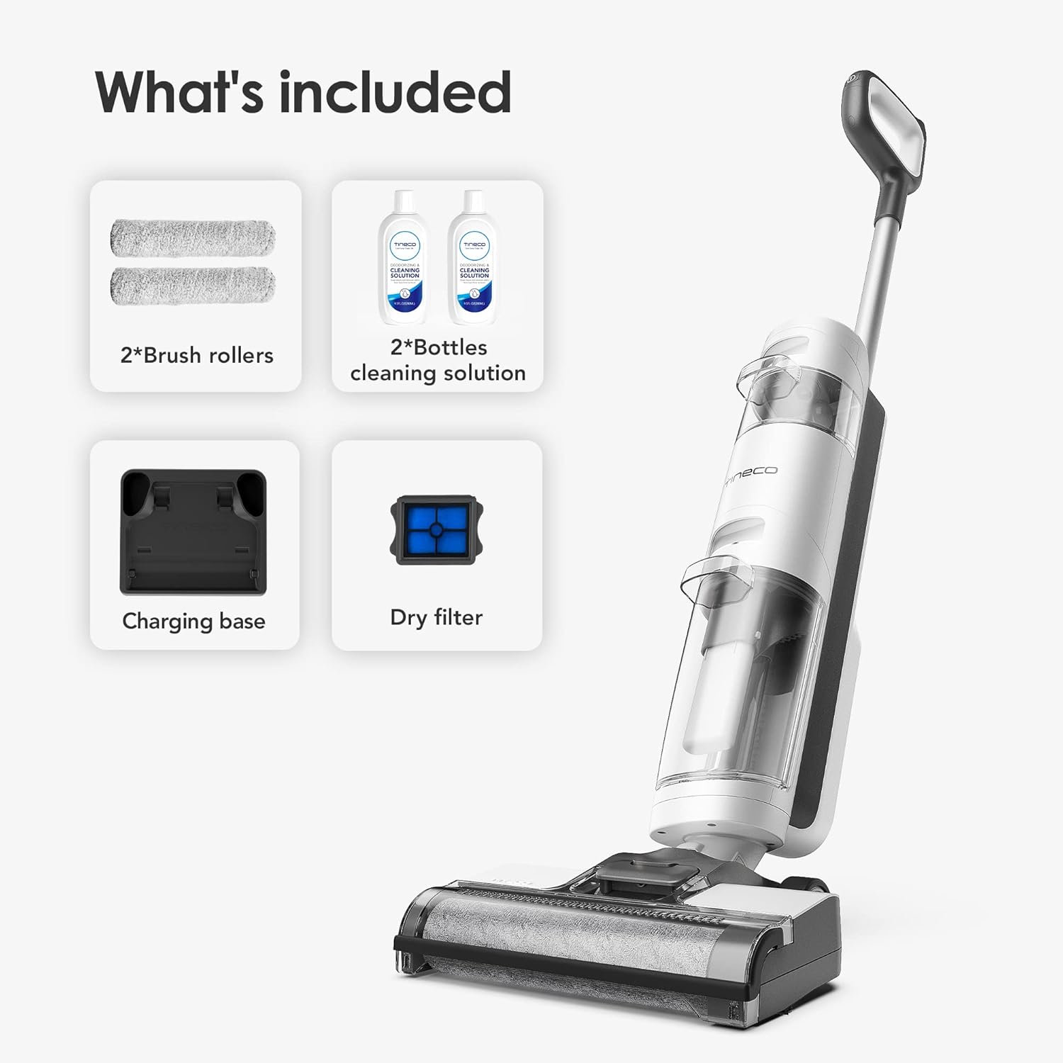 Tineco iFLOOR 3 Breeze Complete Wet Dry Vacuum Mop Pure One S50 Pro Cordless Stick Vacuum Cleaner with 180° Foldable Tube, Long Run Time Stick Vacuum