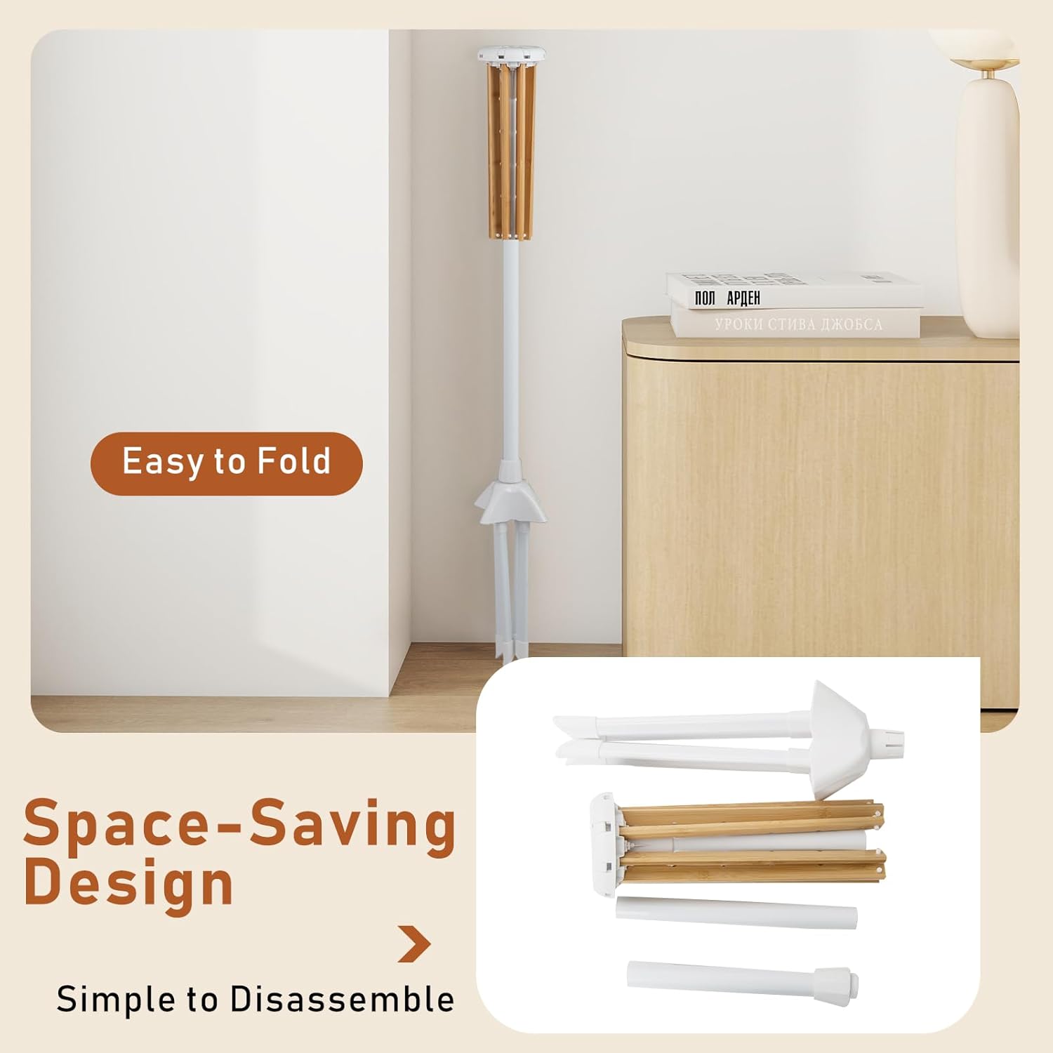 Giantex 4 Legs Clothes Drying Rack, Foldable Laundry Drying Rack with 8 Bamboo Hanging Rods, 40 Hanger Slots and Heavy-Duty Metal Frame, Collapsible Space-Saving Octopus Airer for Indoor Use