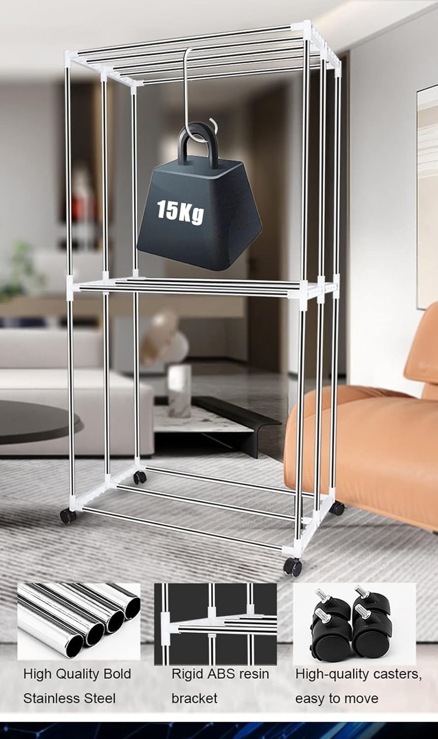 1500W Electric Clothes Drying Rack,Energy-Efficient Electric Clothes Dryer Machine,2 Layers of Space Heated Clothes Drying Pod Cabinet with Adjustable Timer,Low Noise and Negative Ion Purification