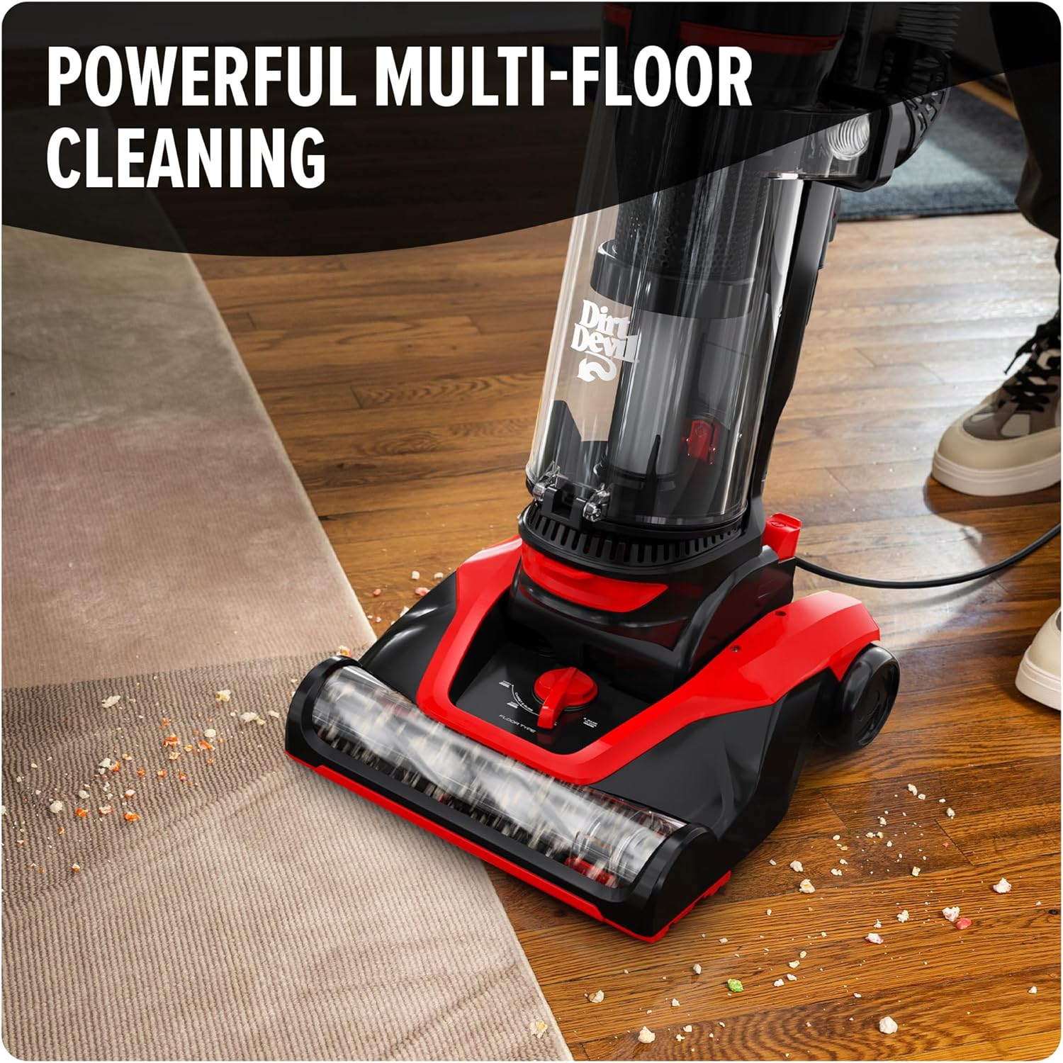 Dirt Devil Multi-Surface Extended Reach+ Upright Bagless Vacuum Cleaner for Carpet and Hard Floor, Powerful, Lightweight, Corded Vacuum Cleaners for Home Use