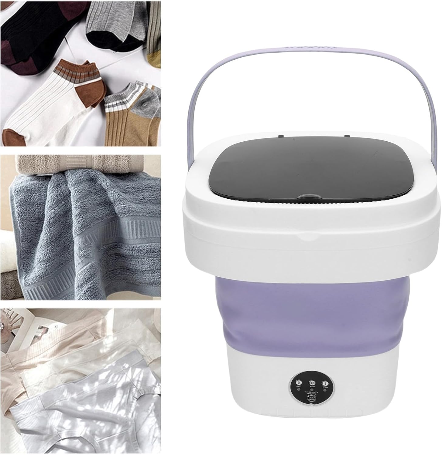 TOPINCN Portable Mini Washing Machine, Foldable Laundry Machine Small Machine for Travel Camping Dorms RVs Apartments Baby Clothes (Purple)