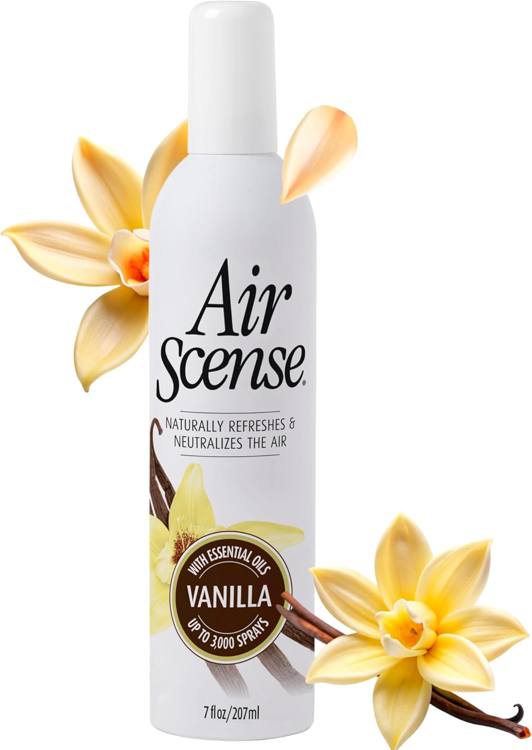 Air Scense Essential Oil Air Freshener - Vanilla Scent - Non-Aerosol - 7 fl oz | Refreshing, Long-Lasting Scent | Eco-Friendly | Exceptional Value Single Can