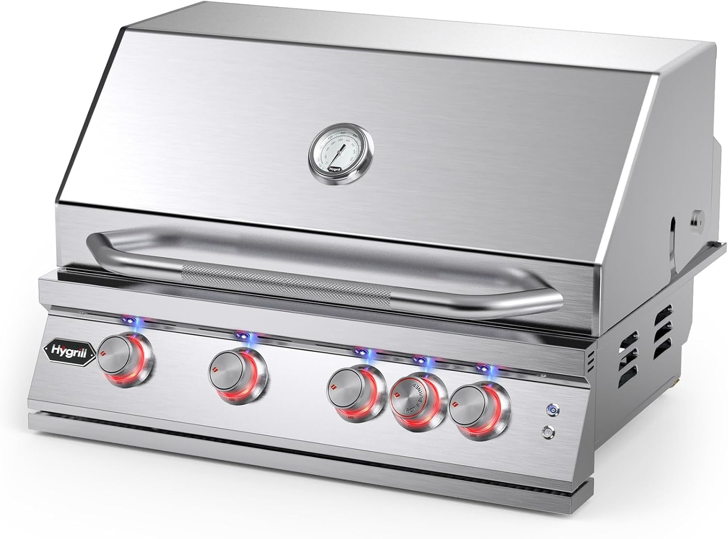 Hygrill Premium XTR 32-Inch Built In Grill, Stainless Steel 4-Burner Grill Head for Outdoor Kitchen with Rear Infrared Burner and LED Lights, Liquid Propane