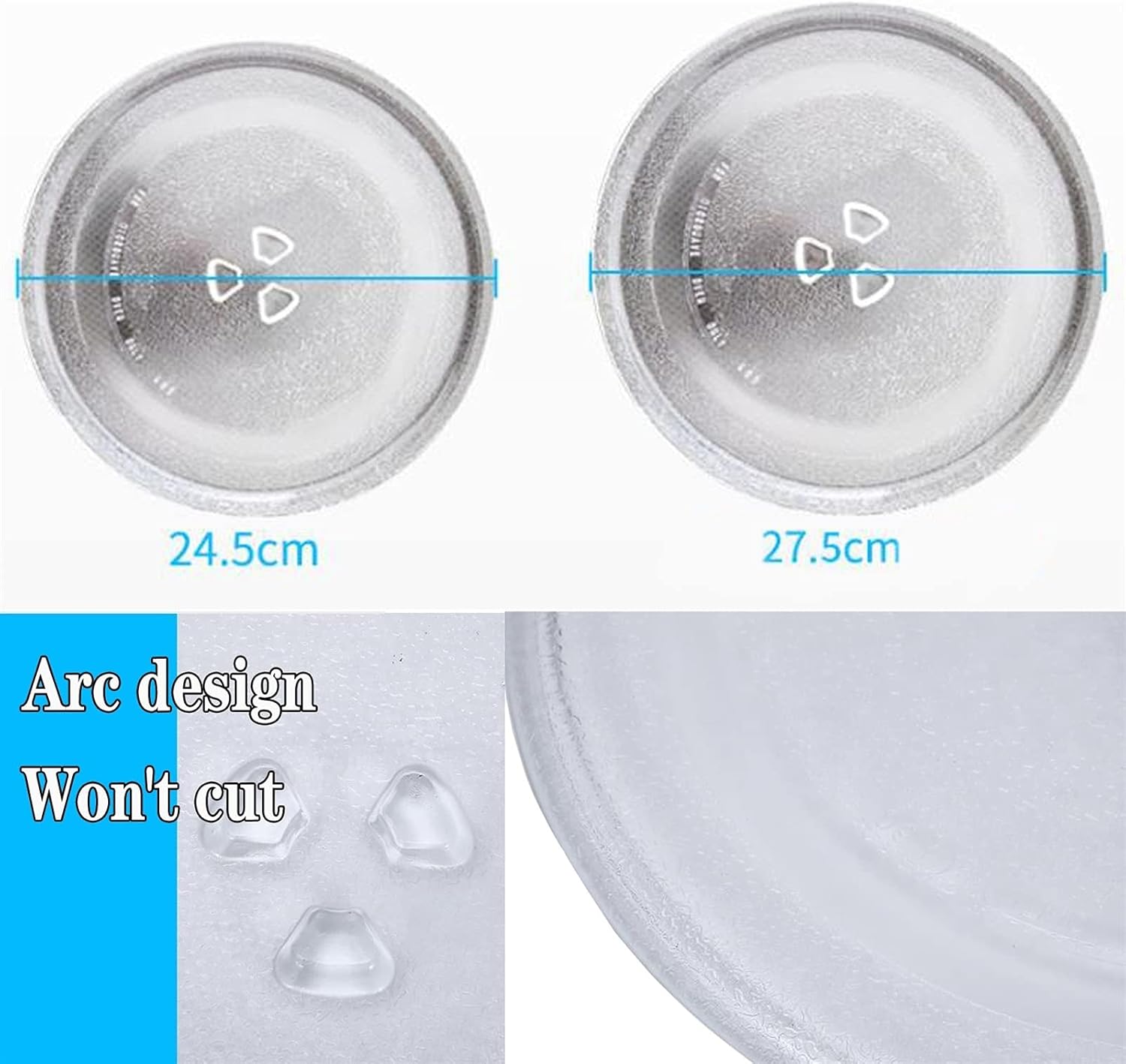 Lazy Susan Turntable, Glass Microwave 12.40in Plate Tray Oven Glass Plate Plastic Support Ring with Wheels with Axis Core The Size Minus 2-4CM is Equal to The Size That Needs Be Purchased