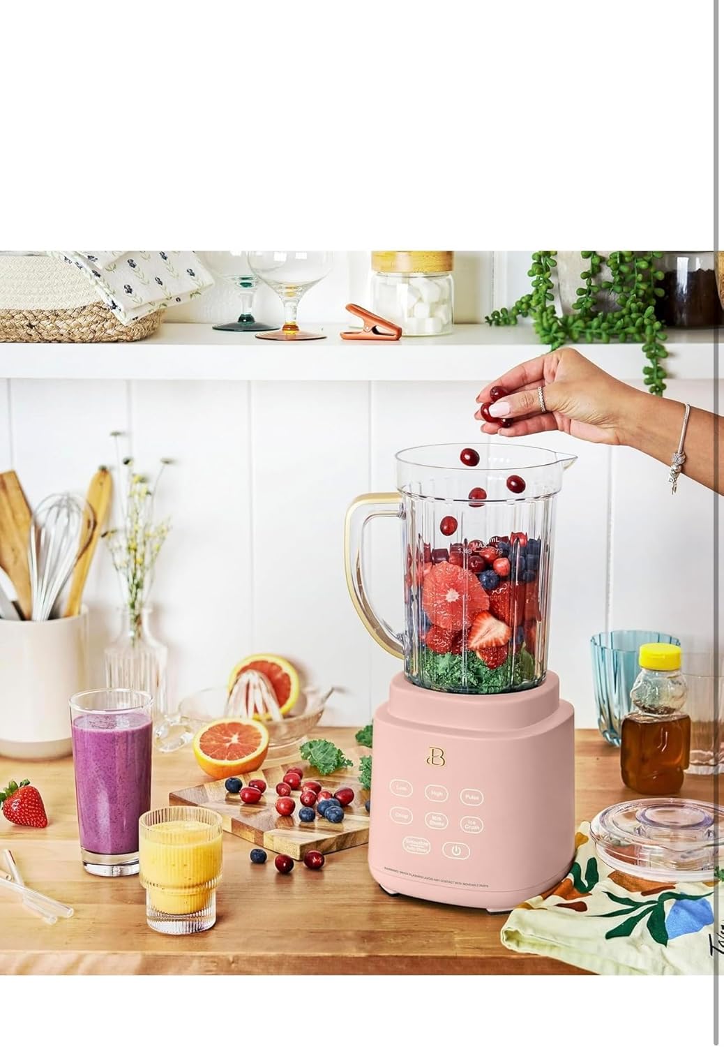 Power Extract Blender System with 700w Motor, 50 0Z Jar, 20oz Single-serve cup, No drippy sippy lid, 3 Speeds & 4 Pre-sets (Rose)