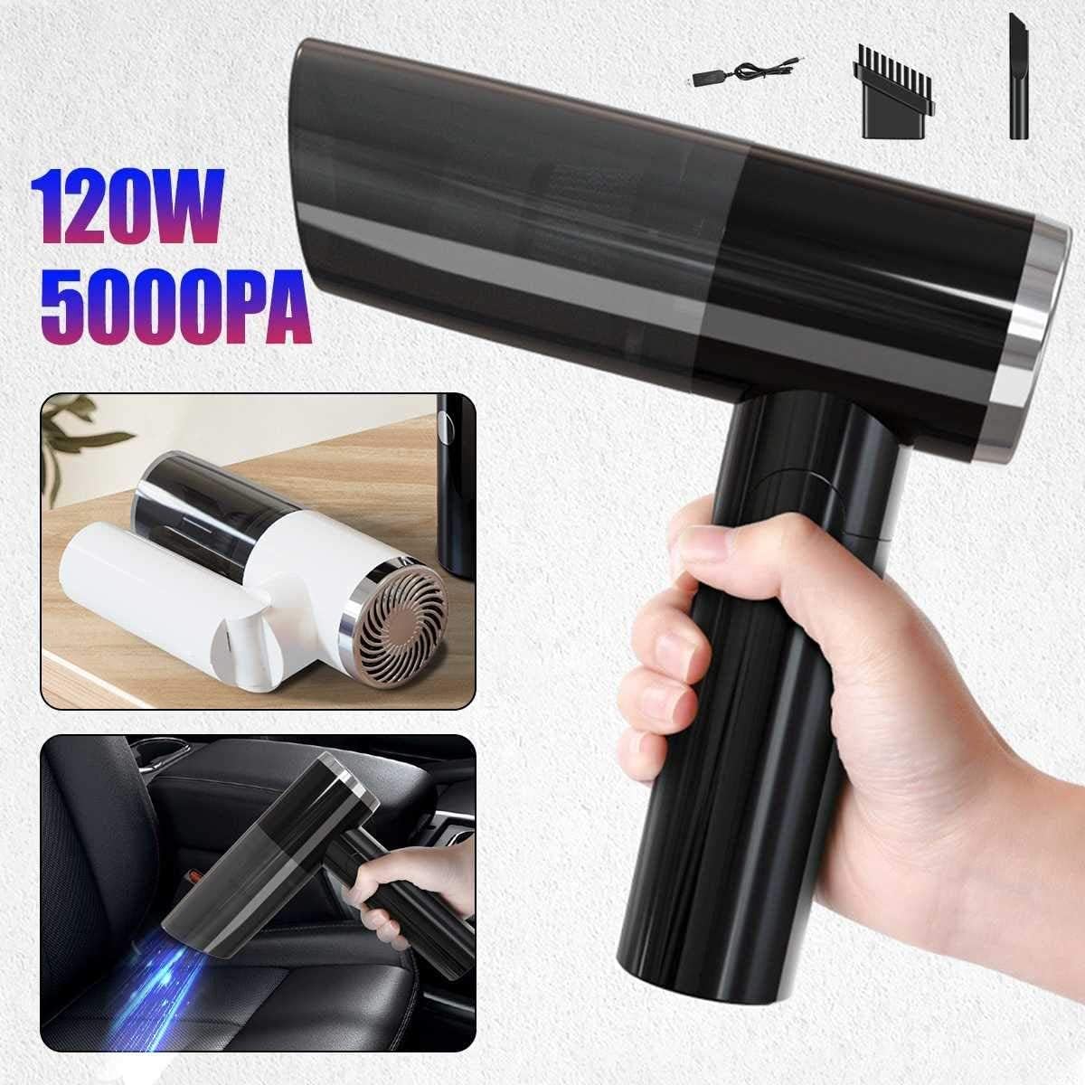 5000PA 120W Portable Cordless Car Vacuum Cleaner Handheld Wet and Dry Vaccum Cleaner(Color:Black)