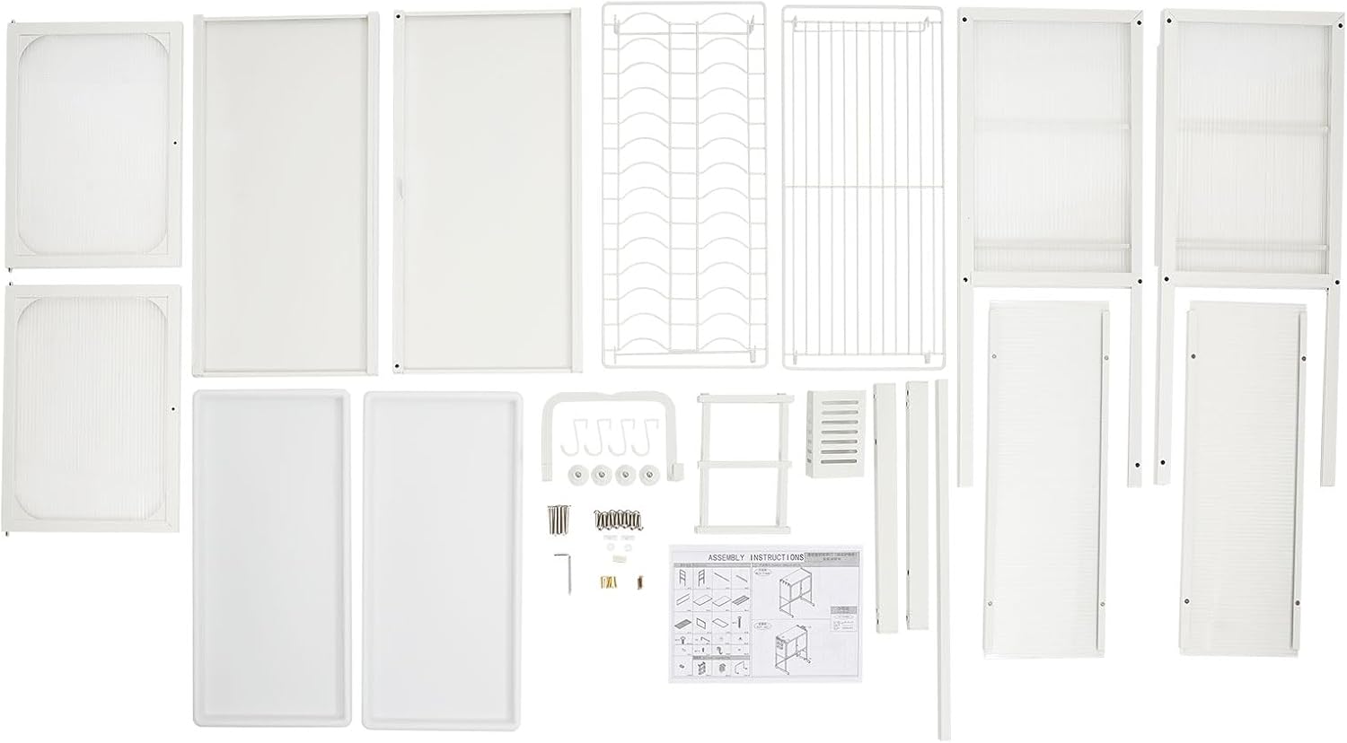 Tabletop Kitchen Storage Rack, 3-Tier Vertical Microwave Oven Rack with Cabinet, 22.4x14.5x29.9in Space-Saving Kitchen Counter Shelf, Extractable Draining Trays, Visualized Doors, Wide Baffle (White)