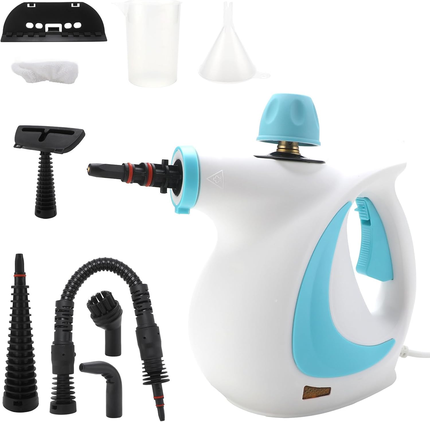 Steam Disinfection Cleaner, Handheld Multi-Purpose Steamer with 8 Accessories, Powerful Steam with Child Lock and Safety Cap for Home, Kitchen and Appliances blue