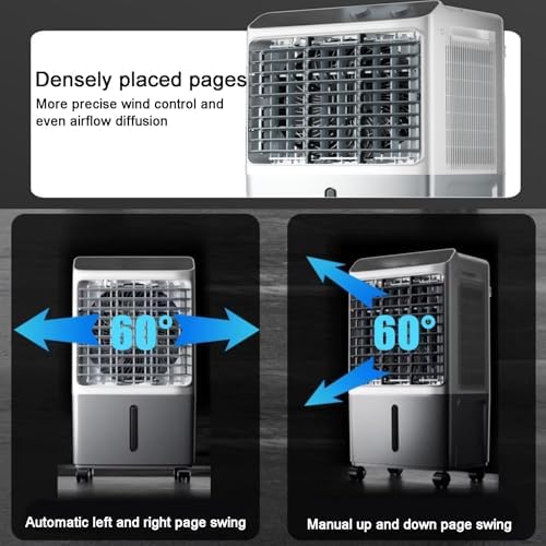 Evaporative Cooler, Knob Type Swamp Cooler, Portable Air Conditioners with 4 Ice Crystals, 3 Speed, 120° Oscillation for Room, Patio, Garage(88cm/35in)