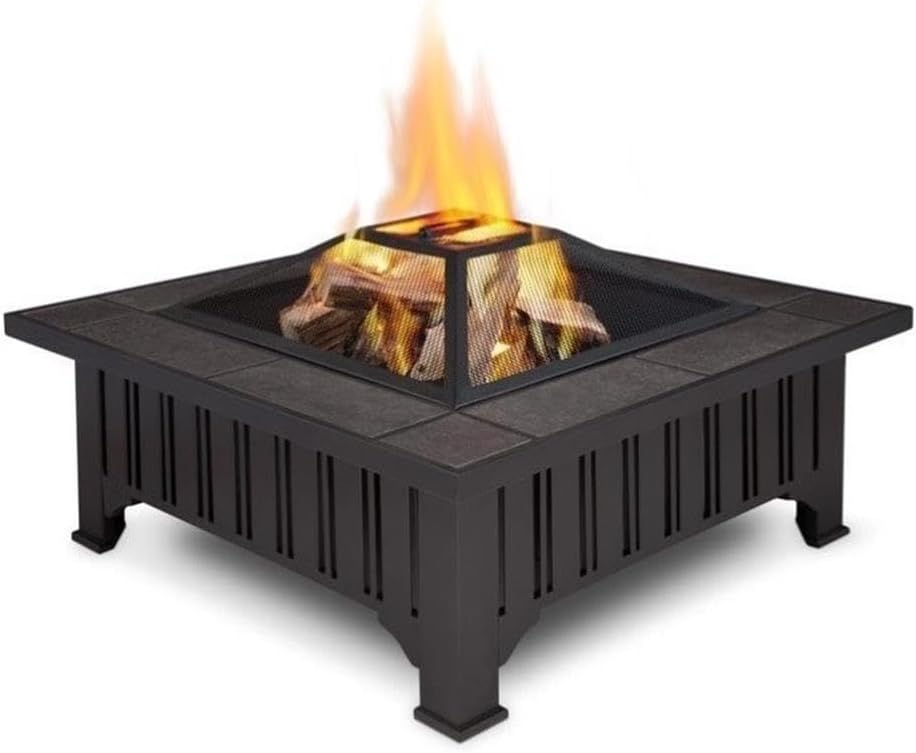 Contemporary Wood Burning Fire Pit in Black Finish