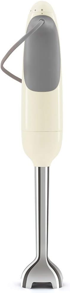 SMEG Handheld Immersion Blender with Beaker, Chopping Bowl w/Lid, Wire Whisk, 5 Speed Controls, made with Stainless Steel Blades and Ergonomic Design (Cream)