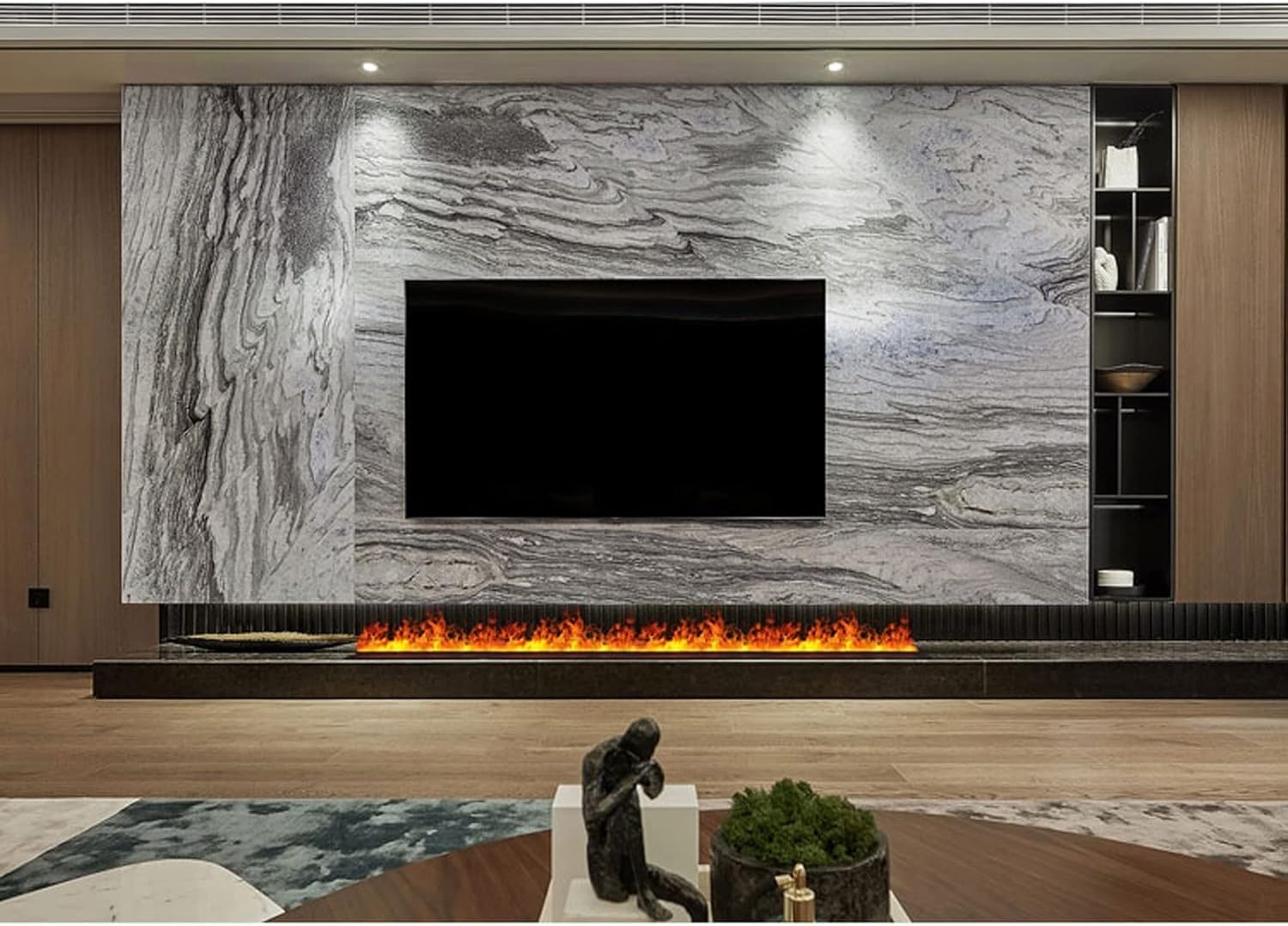 3D Water Vapor Fireplace with Humidifier Flame Fireplace Recessed Electric Fireplace and Wall Mounted Adjustable Flame Colors and Speed with Touch Screen