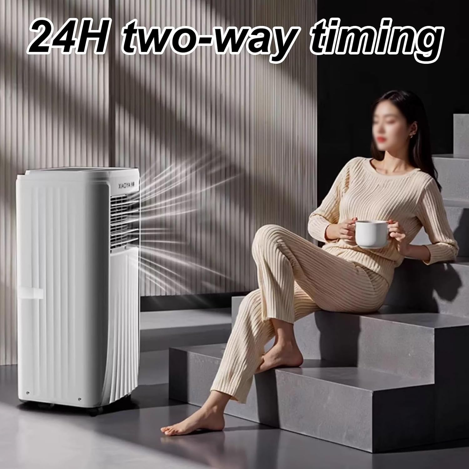 No Vent Portable Air Conditioner 2 Wind Speeds Room Ac Unit with 360° Universal Wheels and Remote Control 24H Timer, Bedroom, Office, Apartments 220V(33 * 38 * 68cm)