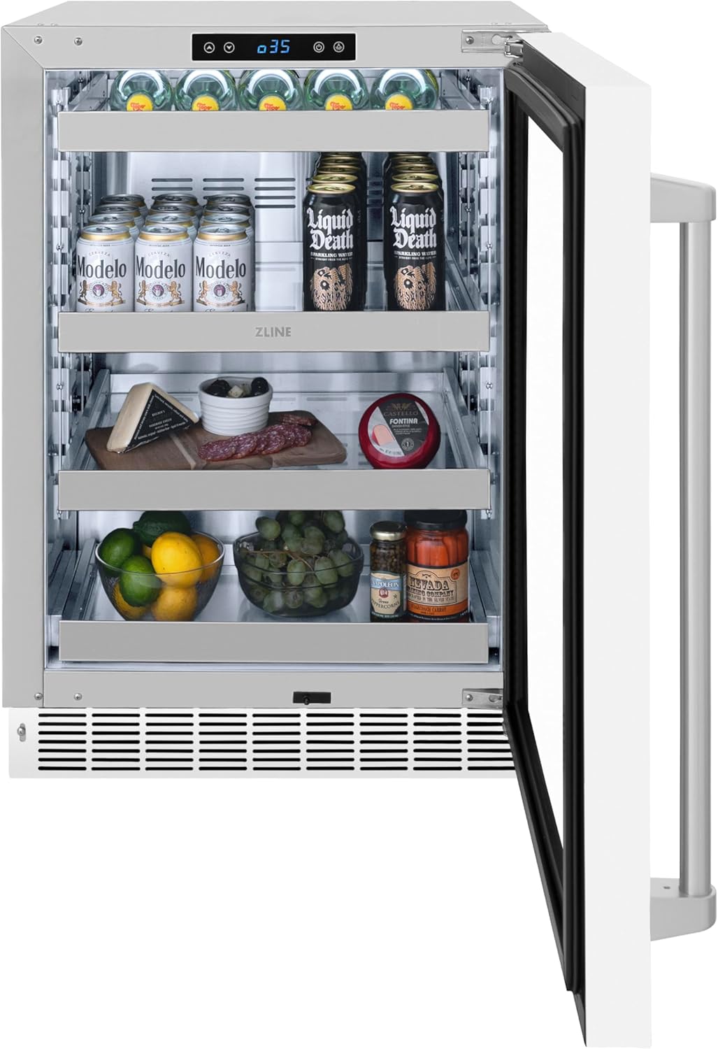 ZLINE 24 in. Touchstone 151 Can Beverage Fridge With White Matte Glass Door (RBSO-WM-24)