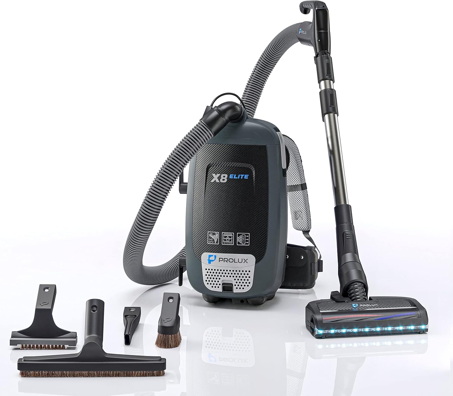 Backpack Vacuum Canister W/Electric Powerhead Kit Black Abs Filter Lightweight