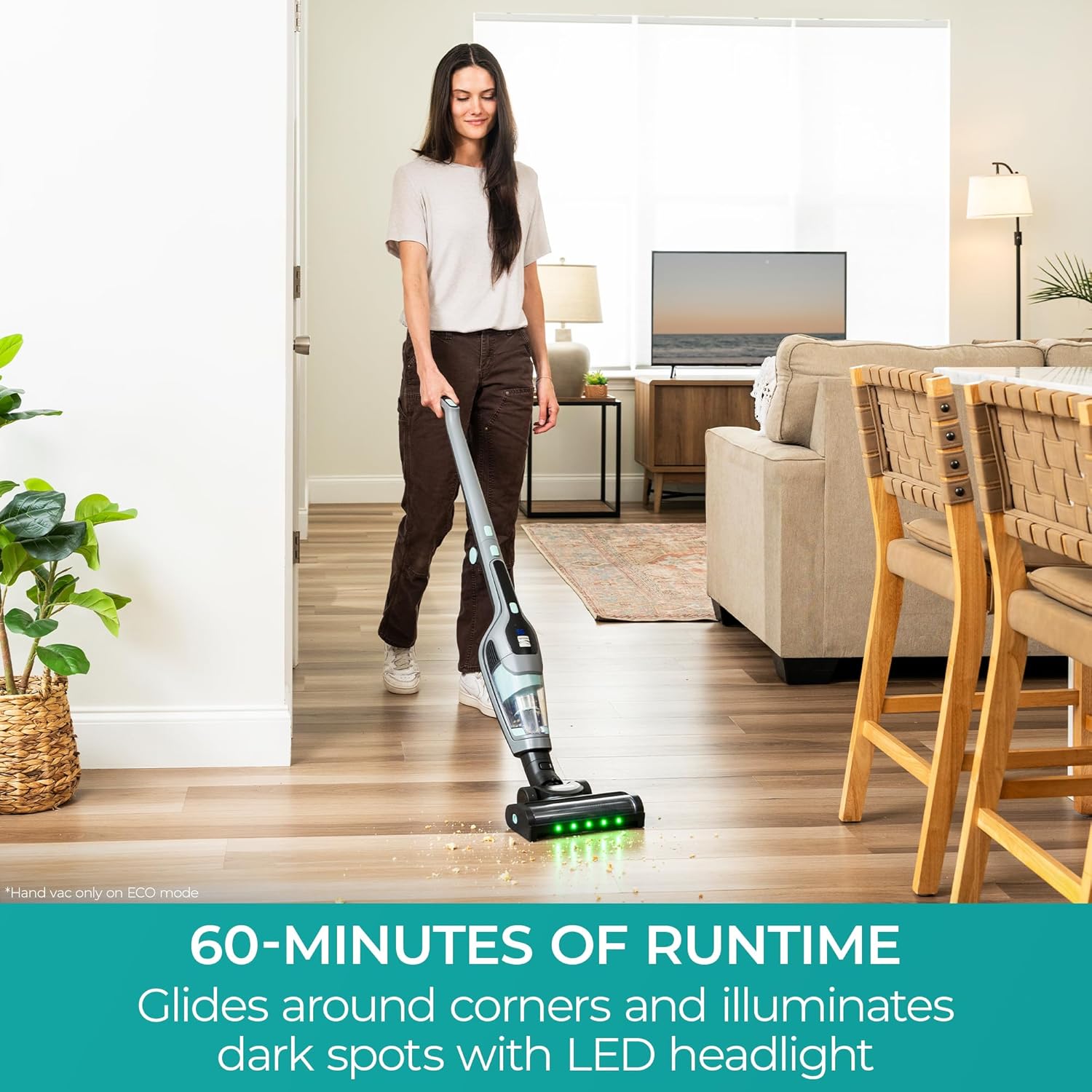 Kenmore 200 Series DS2010 Cordless Stick Vacuum Lightweight Cleaner 2-Speed Power Suction LED Headlight 2-in-1 Handheld for Hardwood Floor, Carpet & Pet Hair