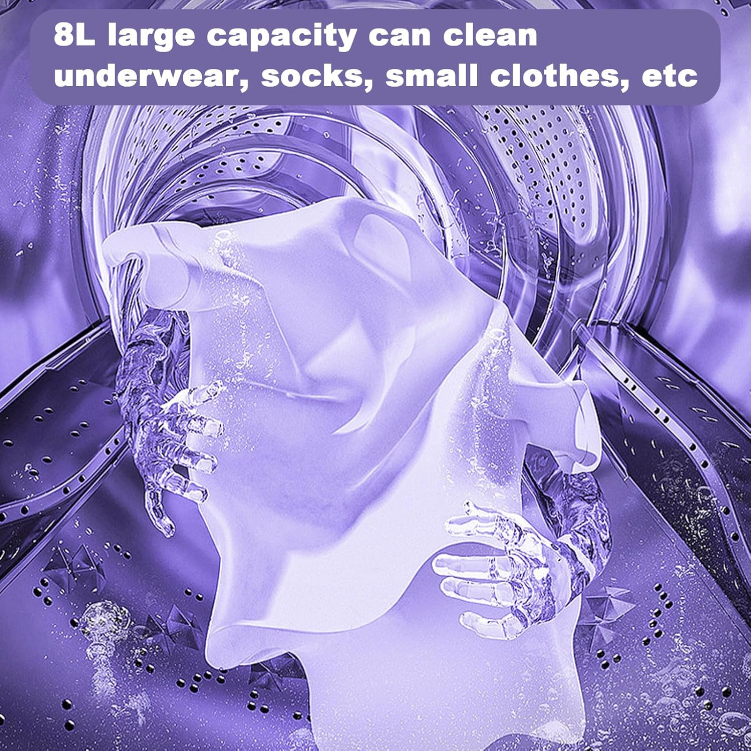 Generic Portable Washer and Dryer Combo, 8L Purple Mini Folding Washer, Top Load, Highly Efficient (Water, Energy), Small Portable Washing Machine for Apartments, Dorms, RV, Travel Laundry