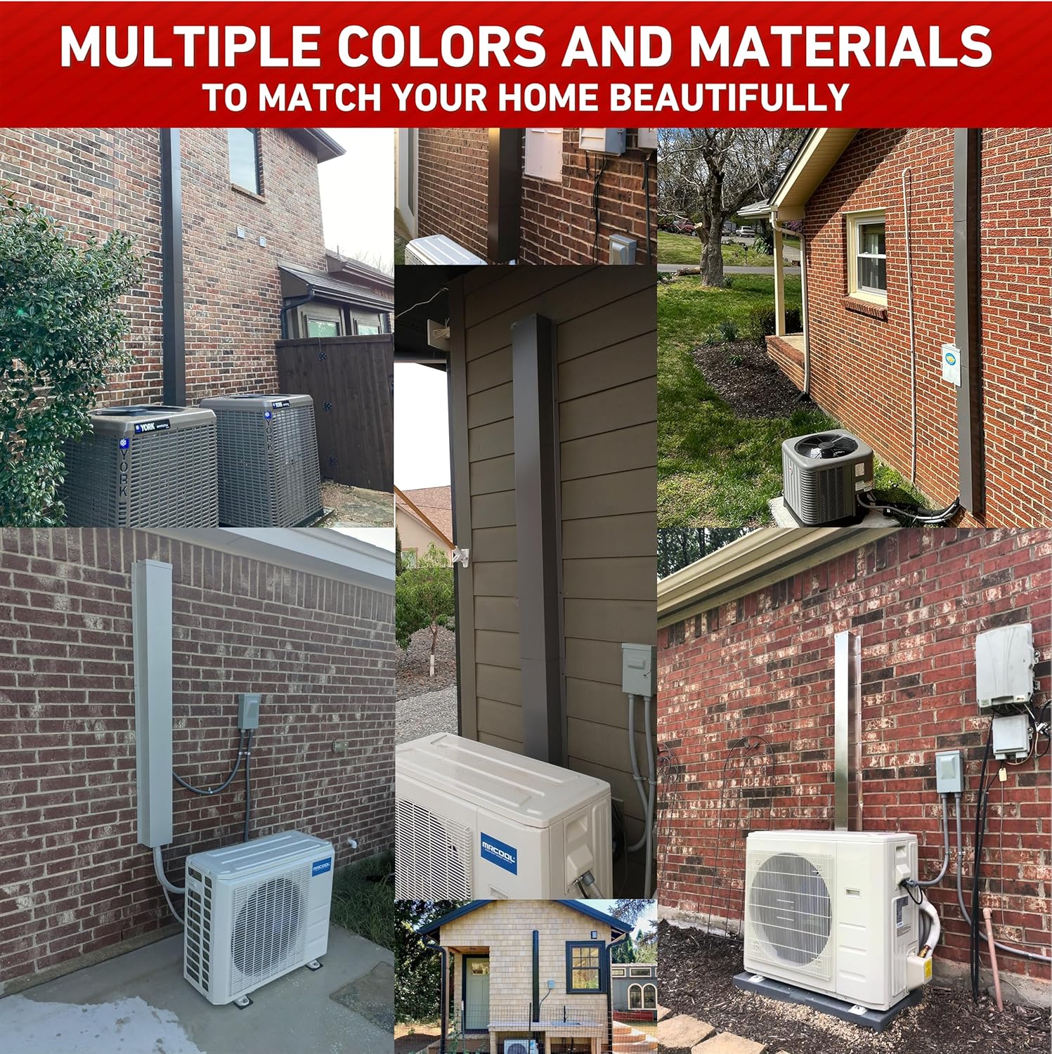 EAGLE 1 Metal Line Set Cover Kit for Mini Split and Central Air Conditioner & Heat Pump (Multiple Sizes and Colors) (6x6, Green)