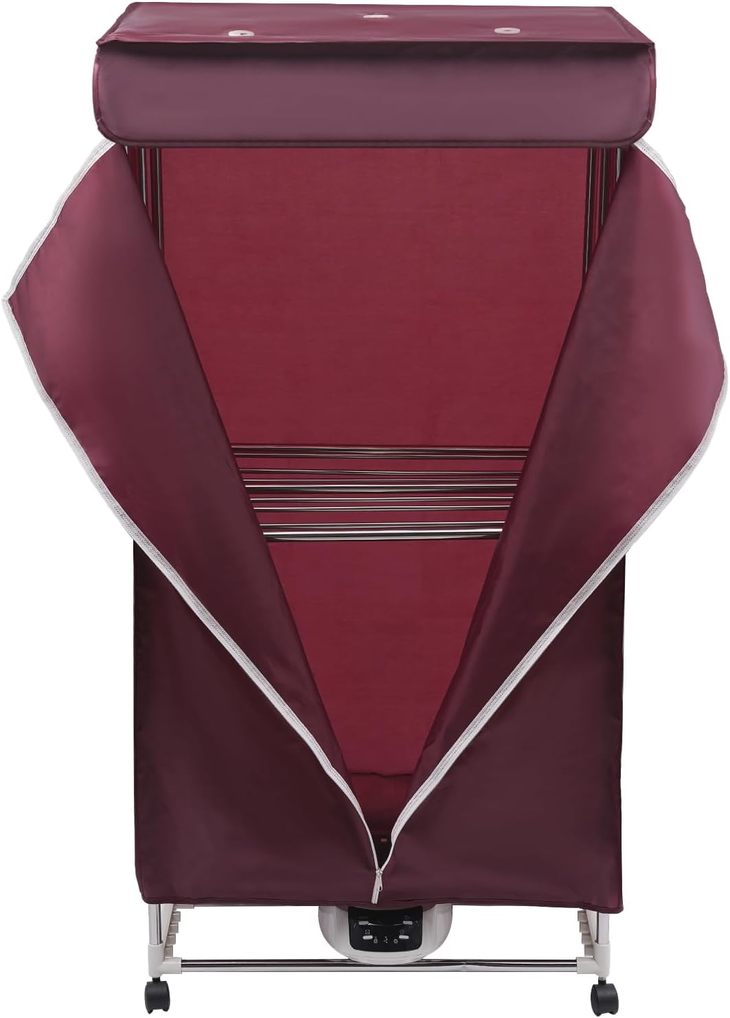 Portable Clothes Dryer with Timer, 1200W Drying Machine for Laundry 2-Tier Foldable Clothes Dryer Rack Stainless Steel Mini Dryer for Apartments Home Dorms Travel RV (Wine Red w/remote)