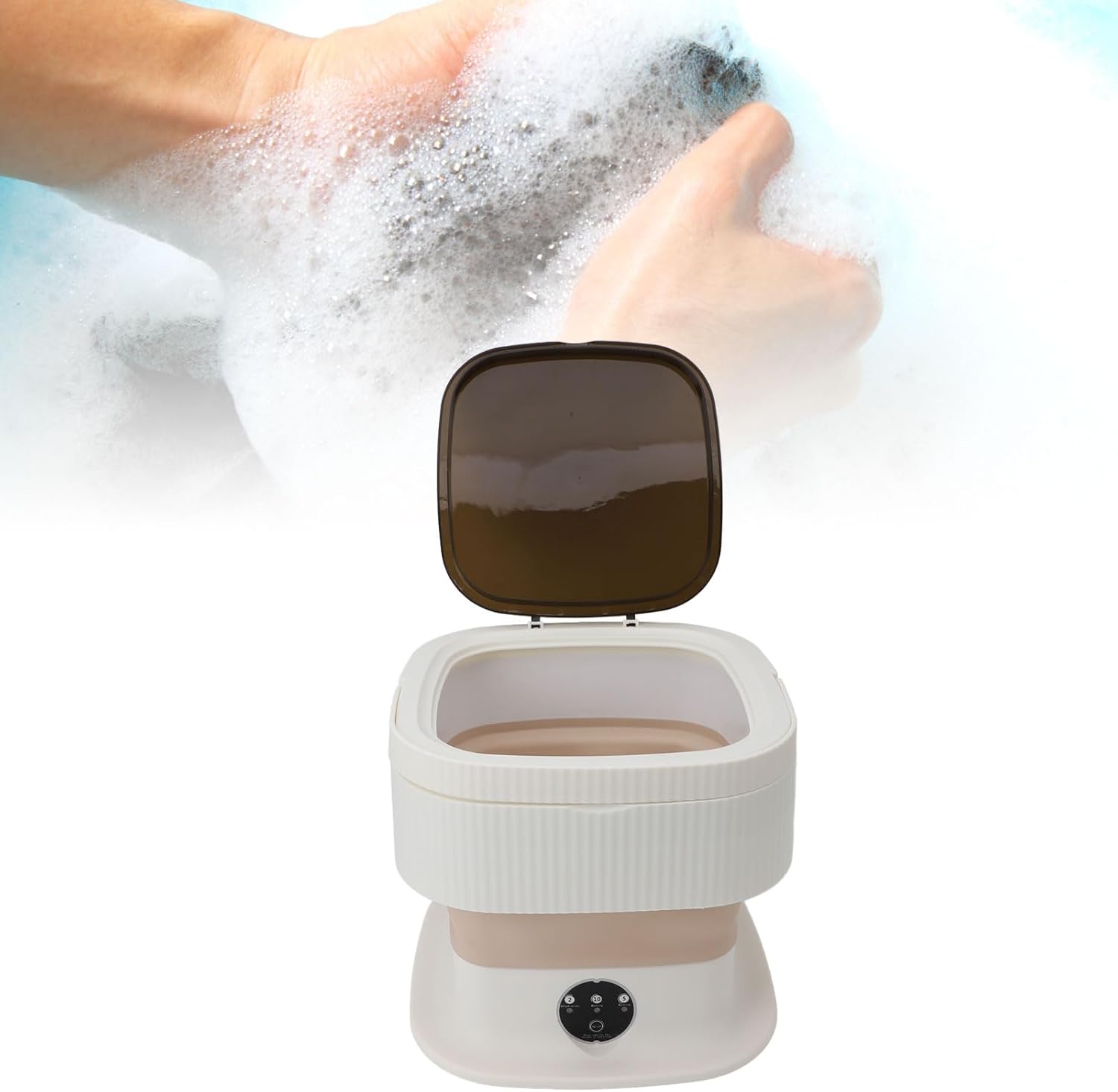 Mini Foldable Efficient Portable Washing Machine for Underwear Socks Towels (Khaki)