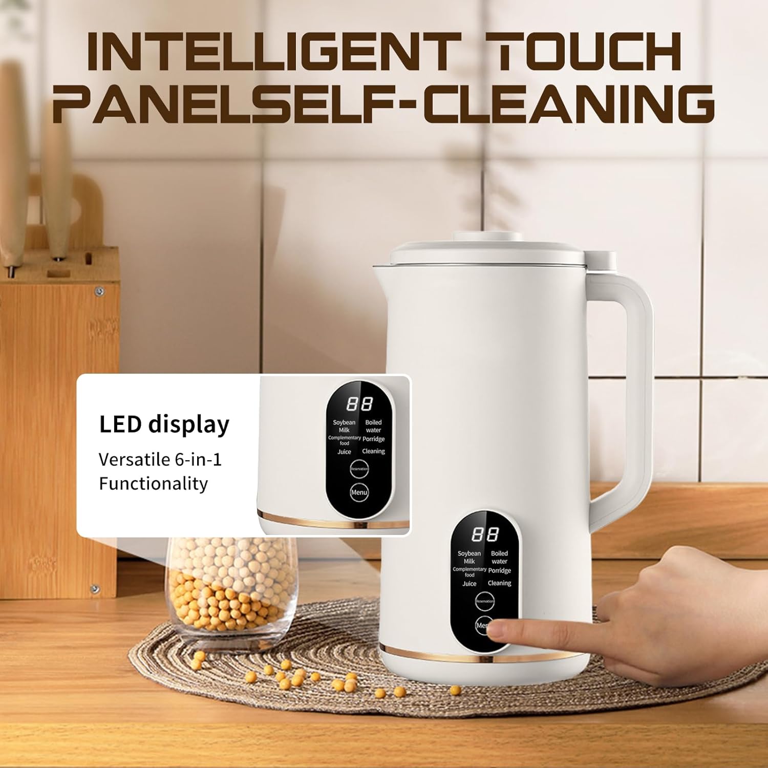 Automatic Nut Milk Maker Blender, 22oz Soy Milk Maker, Nut Milk Maker Machine with Self-Cleaning/Delay Start/Boil Water for Homemade Almond, Oat, Juice & Smoothie, Plant Milks Non Dairy Beverages