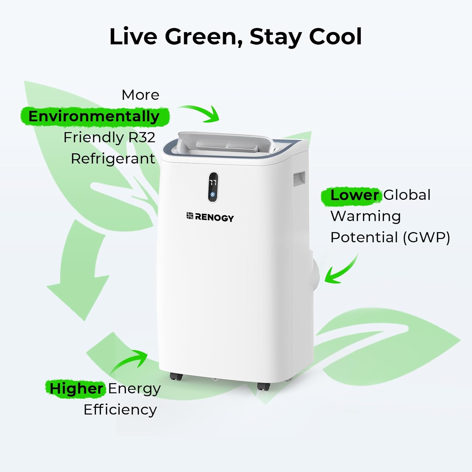 Renogy 14,000 BTU Portable Air Conditioners with Smart WiFi Enabled, Cooling, Dehumidifier, Fan & Sleep Modes 4-in-1 Portable AC w/Remote Control & Window Kit, Cools Up To 700 sq. ft, 1-24H Timers