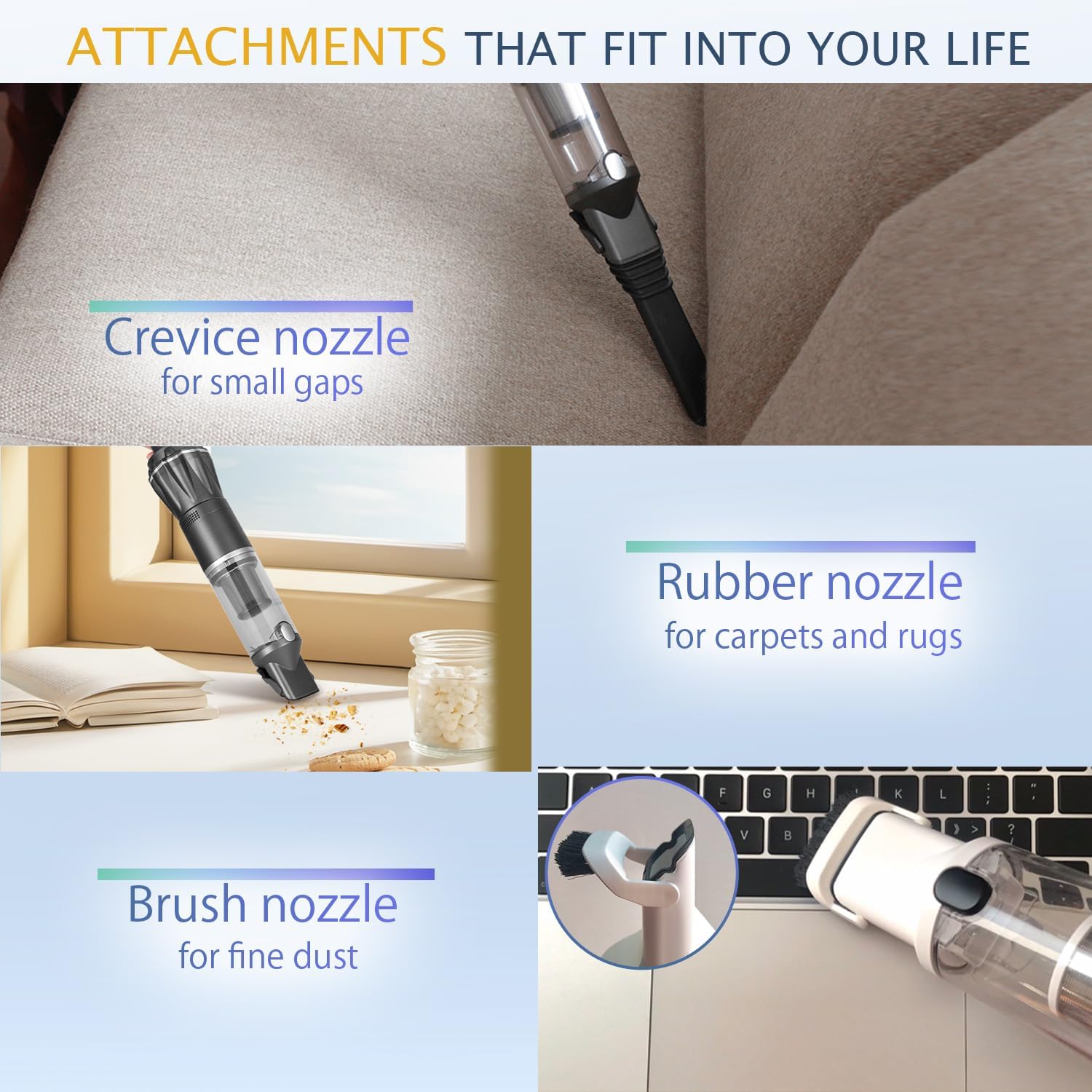 Handheld Vacuum Cordless 25000PA, Super Lightweight 1lb with Powerful Suction, Charging Dock, Car Charger, Single Touch Empty and Detachable Dust Cup, Portable Mini Car Vac, Gray