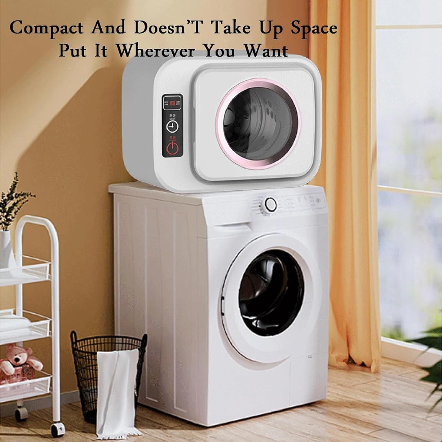 Mini Electric Clothes Dryer, Small Tumble Dryer, Smart Control Panel, 3 Gear Adjustment, High Temperature Power Outage Protection, for Apartment, Home, Dorm