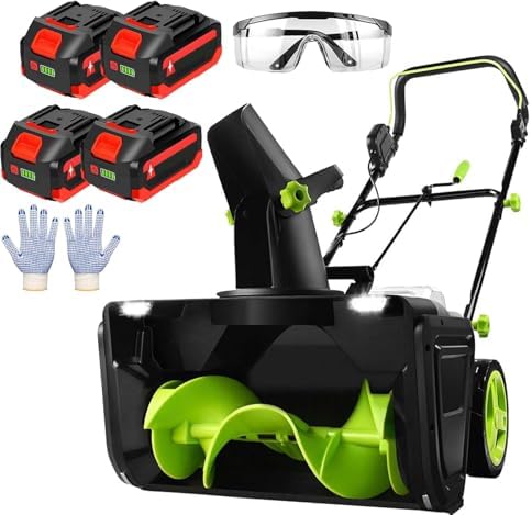 Cordless Electric Snow Blower 3500W with 180° Rotatable Chute, 25FT Throw Distance, Double LED Lights, Overload Protection, Ideal for Driveways & Yards - 2 Batteries Included