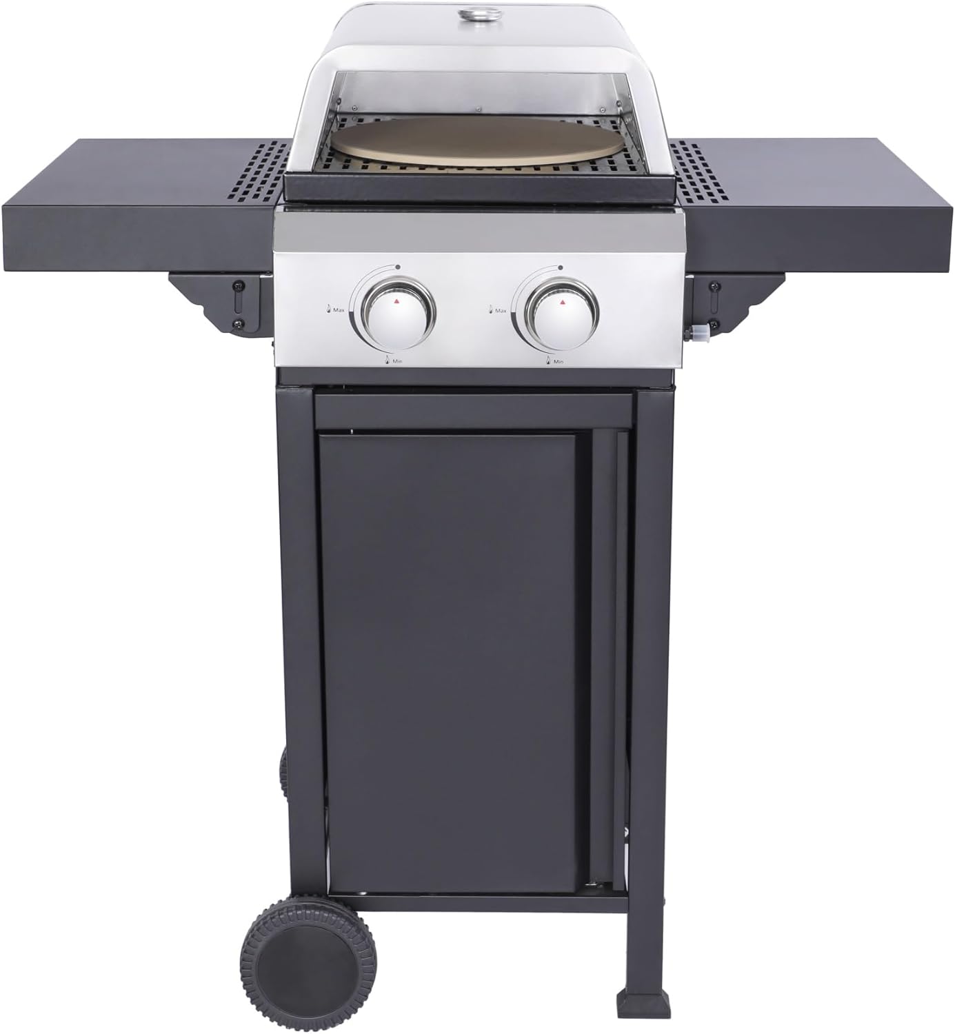 2-Burner Propane Gas BBQ Grill with Pizza Box - 24600 BTU Outdoor Cooking Station with Foldable Side Table and Stainless Steel Design