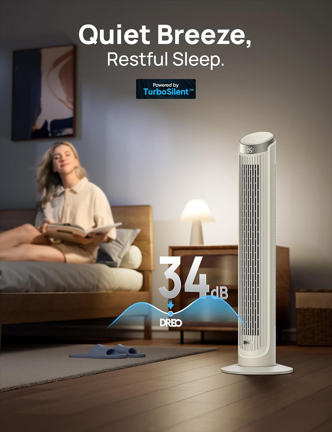 Dreo Smart Tower Fan for Bedroom, Standing Fans for Indoors, 90° Oscillating, 26ft/s Velocity Quiet Floor Fan with Remote, 12H Timer, Voice Control Fans for Indoors, Compatible with Alexa