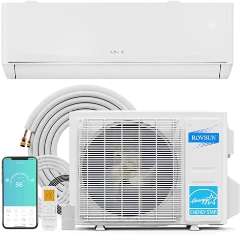 ROVSUN 12,000 BTU Smart WIFI Mini Split AC/Heating System with Inverter & APP Control, 23 SEER2 Ductless Split Air Conditioner with Pre-Charged Condenser, Heat Pump & Installation Kit, 230V