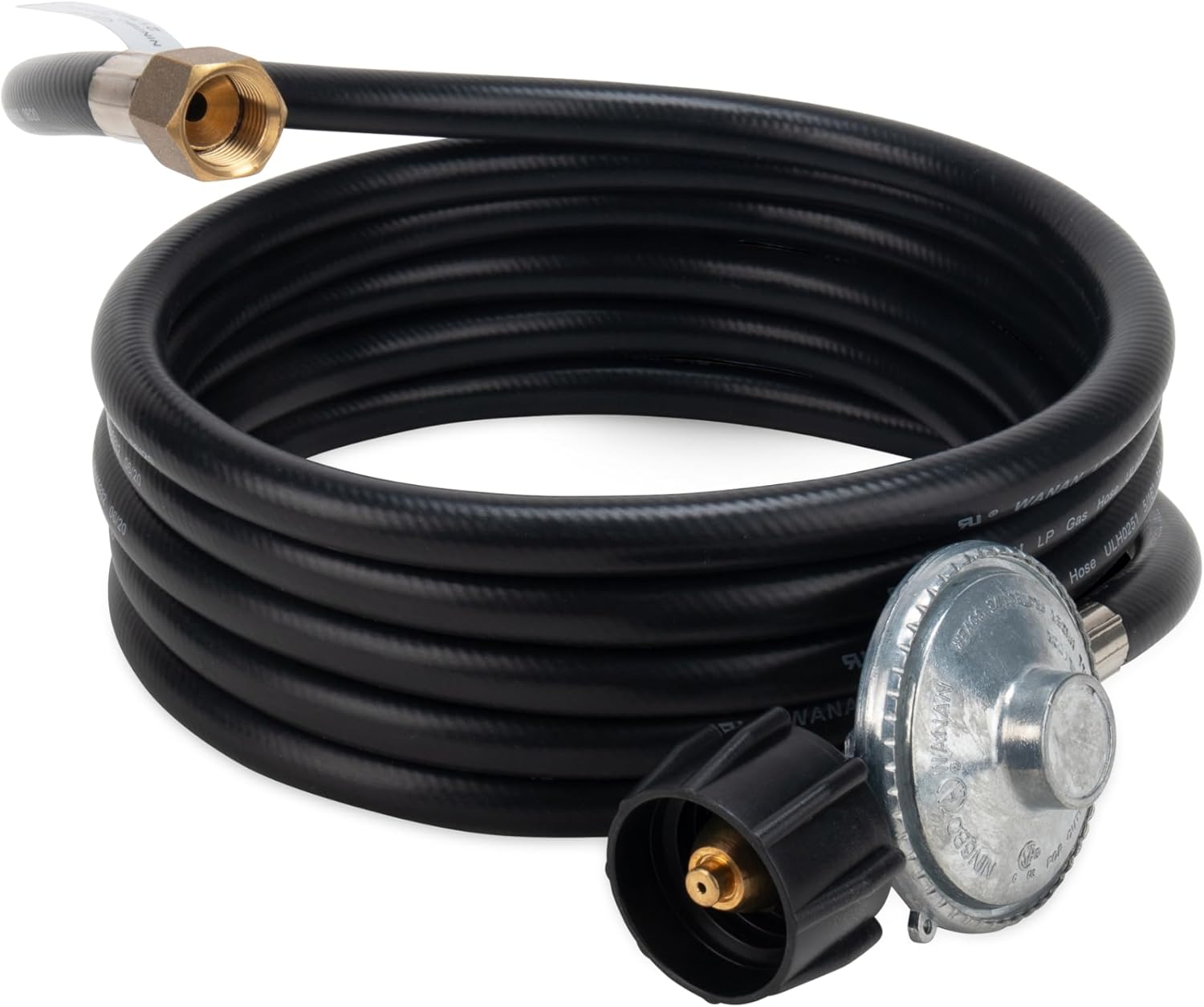 Camco Low Pressure Gas Regulator with 12' Hose 70,000 BTUs/Hr Simple and Quick Install - Use with Low Pressure Gas Fired Heaters (57721)