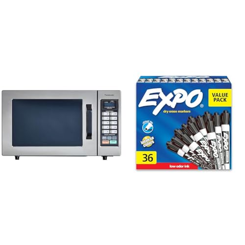 Panasonic Consumer NE1054F 1000 Watt Commercial Microwave Oven With 10 Programmable Memory, Stainless & EXPO Low Odor Dry Erase Markers, Chisel Tip, Black, 36 Count