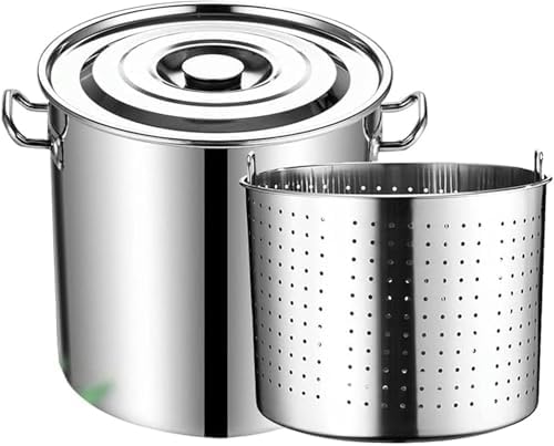 3-Piece Large Crawfish Seafood Boil Pot Commercial Heavy Duty Turkey Fryer Pot Noodle Pot Outdoor Stockpot for Lobster Crab Boil and Shrimp Boil,27/63qt