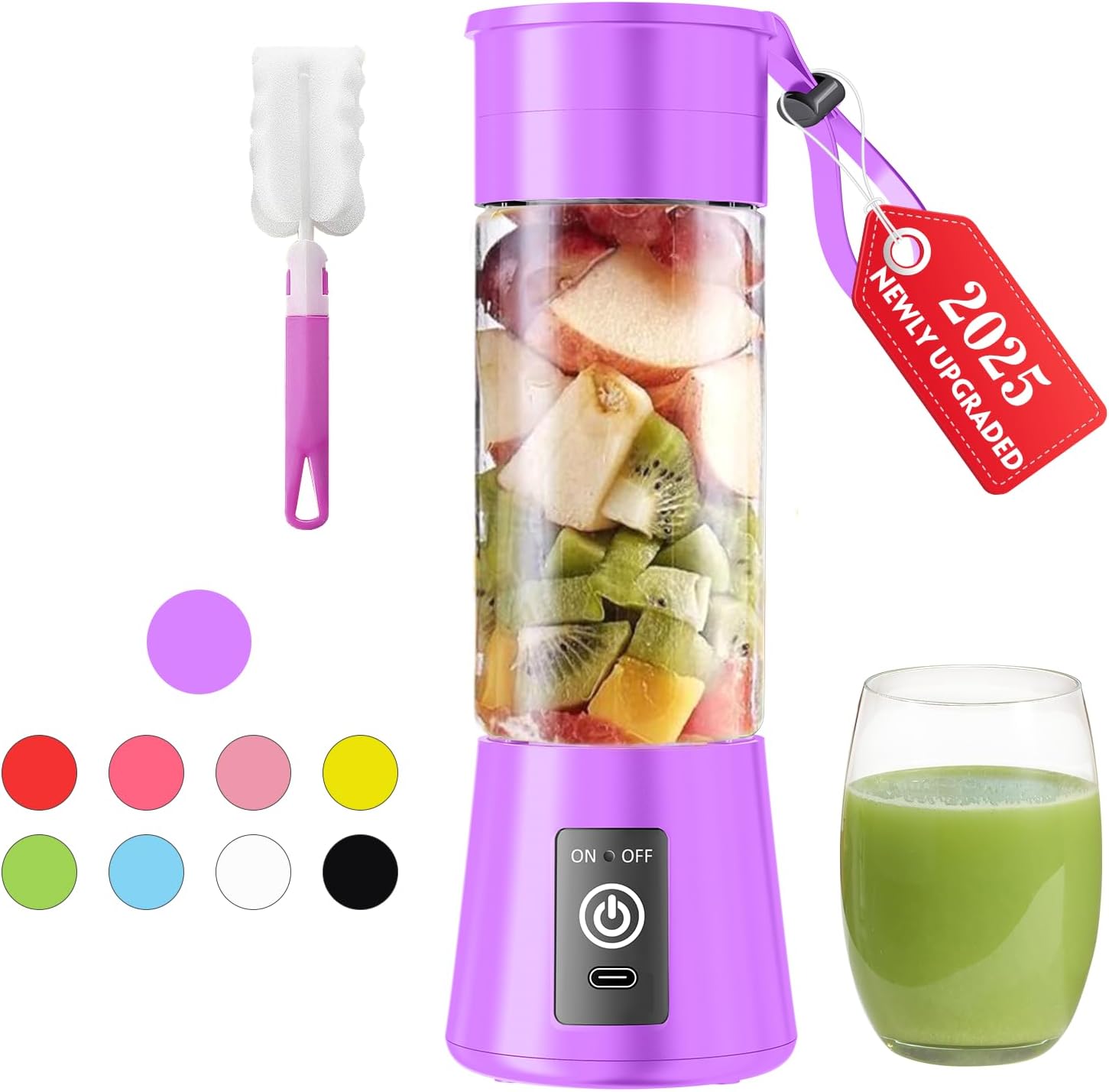Cordless Portable Personal Size Blender - 2025 Upgraded New Blender for Shakes and Smoothies with 13 Oz BAP Free Juice Cup, USB Rechargeable Freshly Squeezed for Picnic/Sports/Office