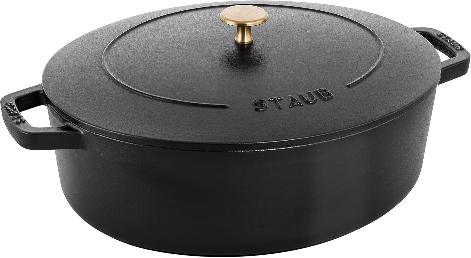 STAUB Cast Iron 6.25-qt Wide Oval Dutch Oven, Black Matte