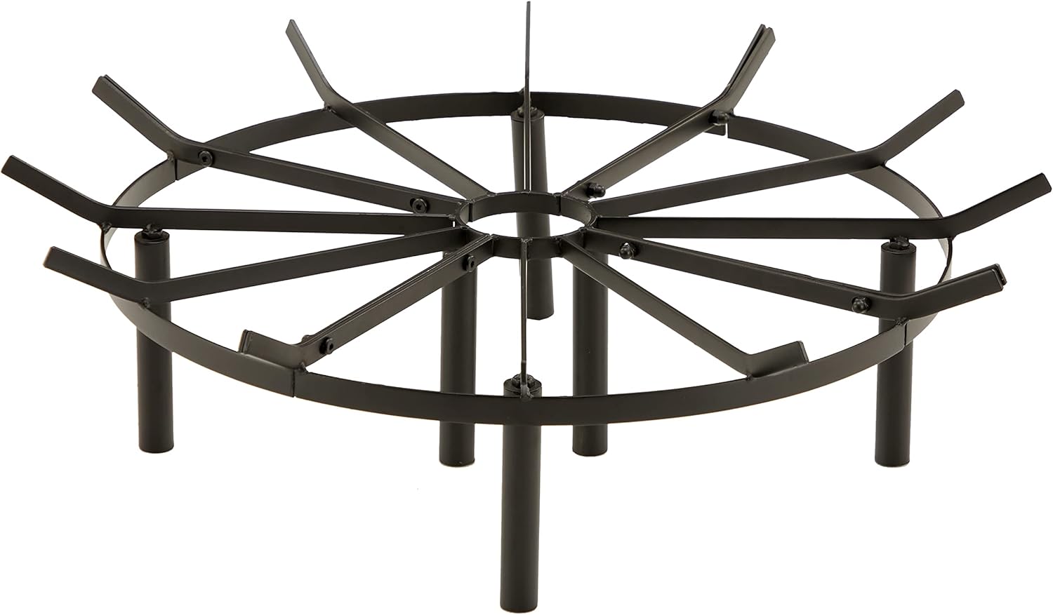 24in Fire Grate, Round Spider Wagon Wheel Fire Pit Grate - Heavy Duty for Outdoor Campfire, Hearth Wood Stove and Outdoor Camping - Black